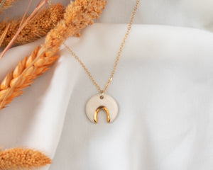 Porcelain Necklace with Gold Detail