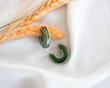 Porcelain, Gold and Green 3/4 Hoop Earrings