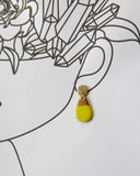 Chartreuse and gold statement porcelain teardrop drop earrings